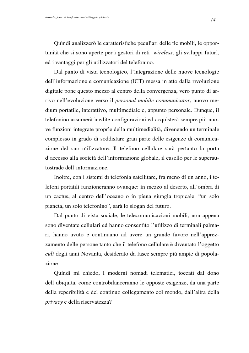 Anteprima della tesi: A spasso col mondo. Le telecomunicazioni mobili nella società dell'informazione globale. Il caso TIM., Pagina 14