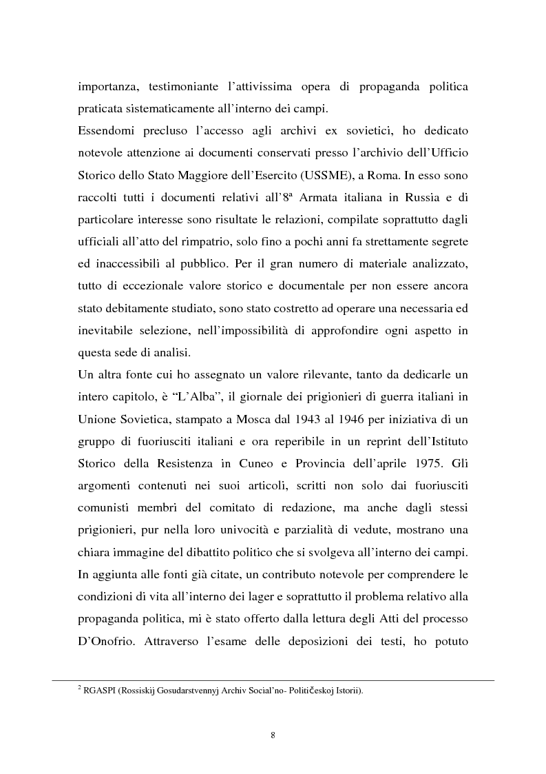 Anteprima della tesi: I prigionieri di guerra italiani in Unione Sovietica tra propaganda e rieducazione politica. ''L'Alba'', 1943-1946, Pagina 6