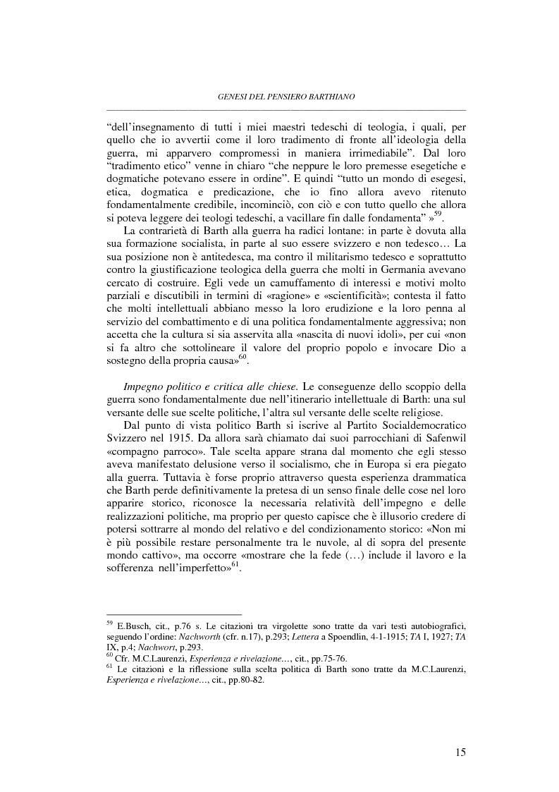 Anteprima della tesi: Tempo ed eternità nel pensiero di Karl Barth. Con riferimento al Roemerbrief del '22 e al Kurze Erklaerung, Pagina 15