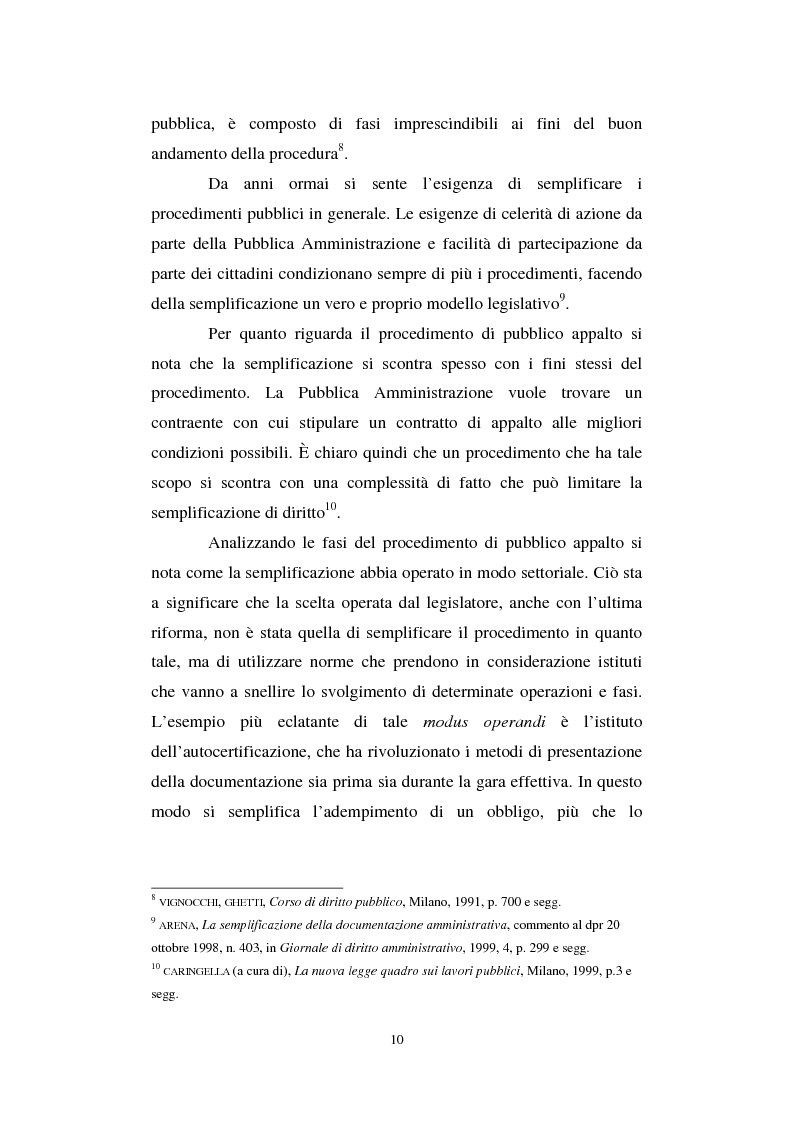 Anteprima della tesi: La semplificazione del procedimento di pubblico appalto, Pagina 5