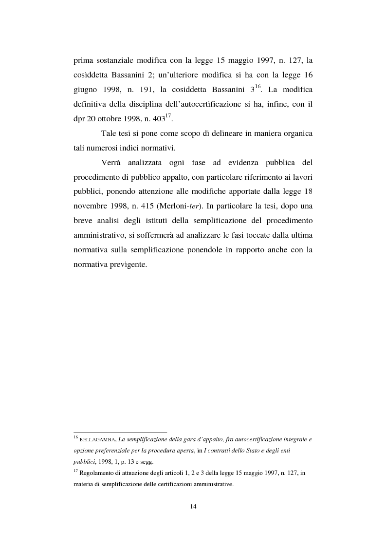 Anteprima della tesi: La semplificazione del procedimento di pubblico appalto, Pagina 9