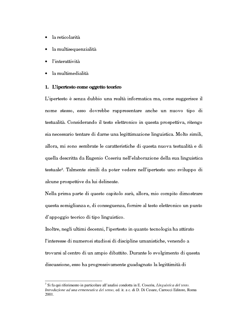 Anteprima della tesi: Un'analisi linguistica dello spazio ipertestuale, Pagina 11