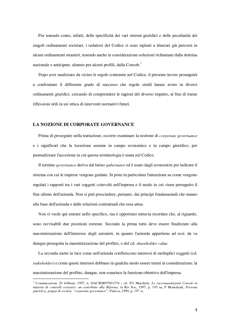 Anteprima della tesi: Il codice di autodisciplina come strumento di corporate governance: il caso italiano alla luce dell'esperienza anglosassone, Pagina 2