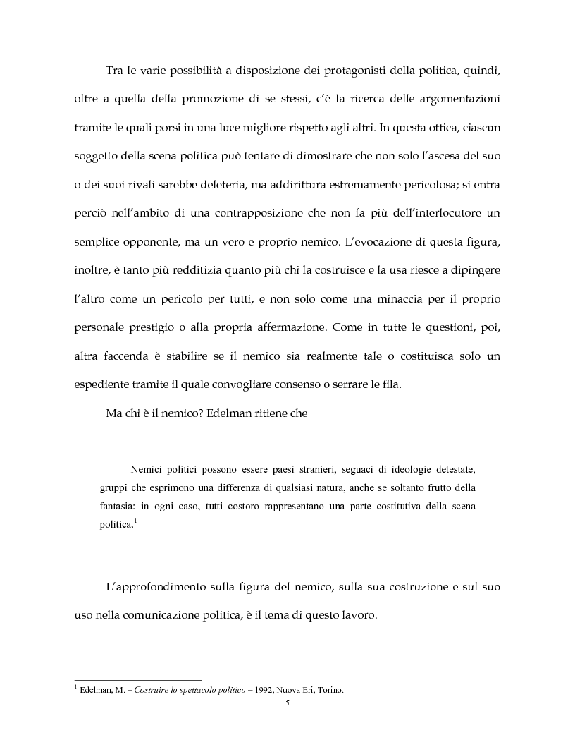 Anteprima della tesi: La costruzione simbolica del nemico nella comunicazione politica, Pagina 2
