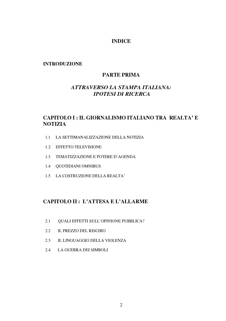 Indice della tesi: L'attesa mediatica: il G8 di Genova nella stampa italiana, Pagina 1