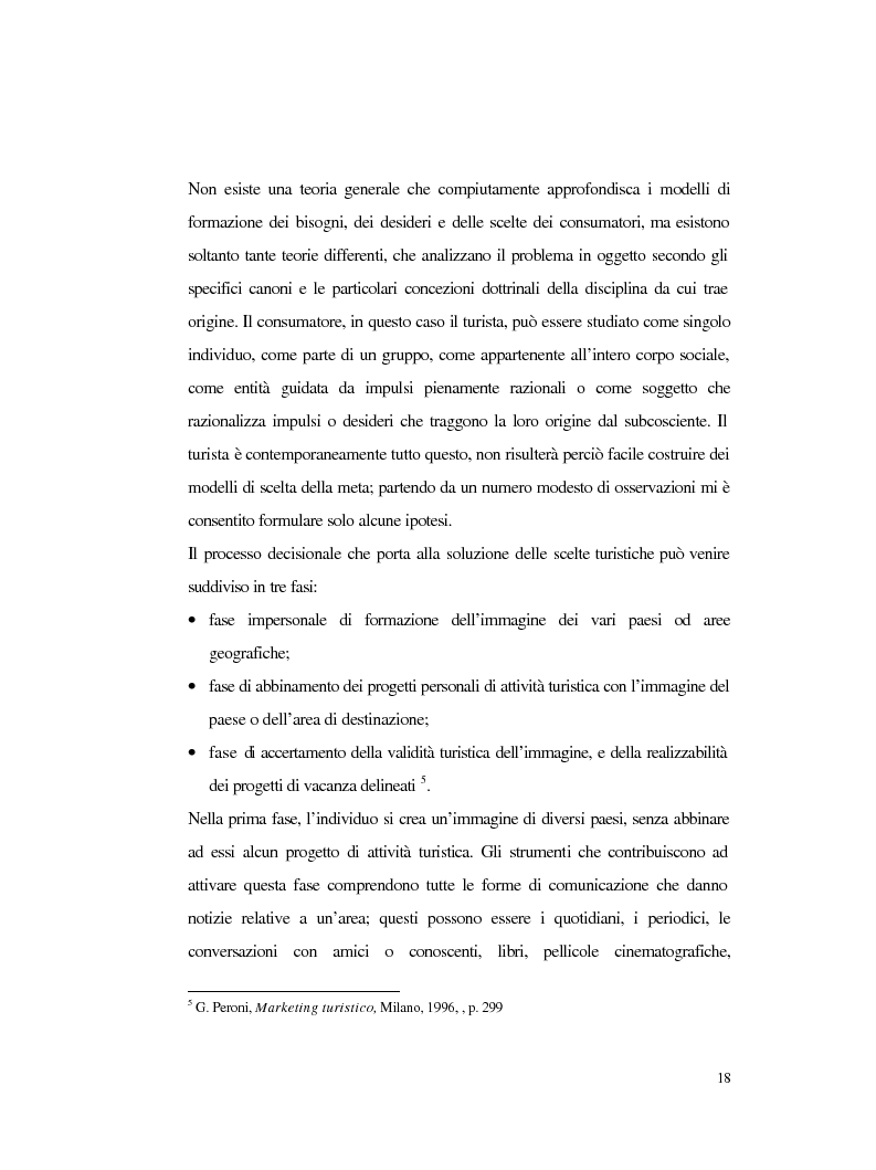Anteprima della tesi: Procedure e caratteristiche della scelta della vacanza organizzata. Fonti di informazione e attribuzione di senso., Pagina 10