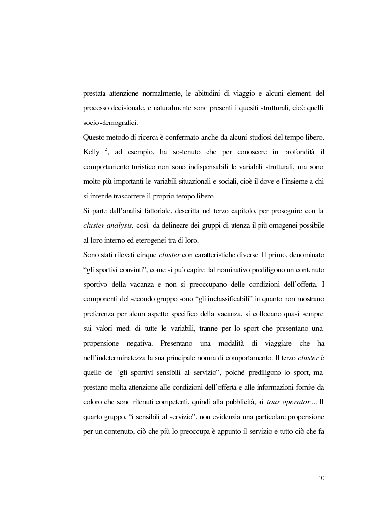 Anteprima della tesi: Procedure e caratteristiche della scelta della vacanza organizzata. Fonti di informazione e attribuzione di senso., Pagina 2