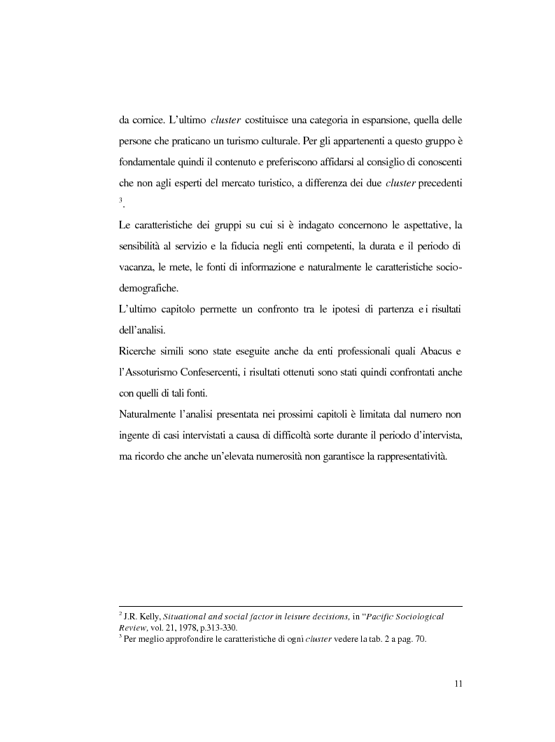 Anteprima della tesi: Procedure e caratteristiche della scelta della vacanza organizzata. Fonti di informazione e attribuzione di senso., Pagina 3