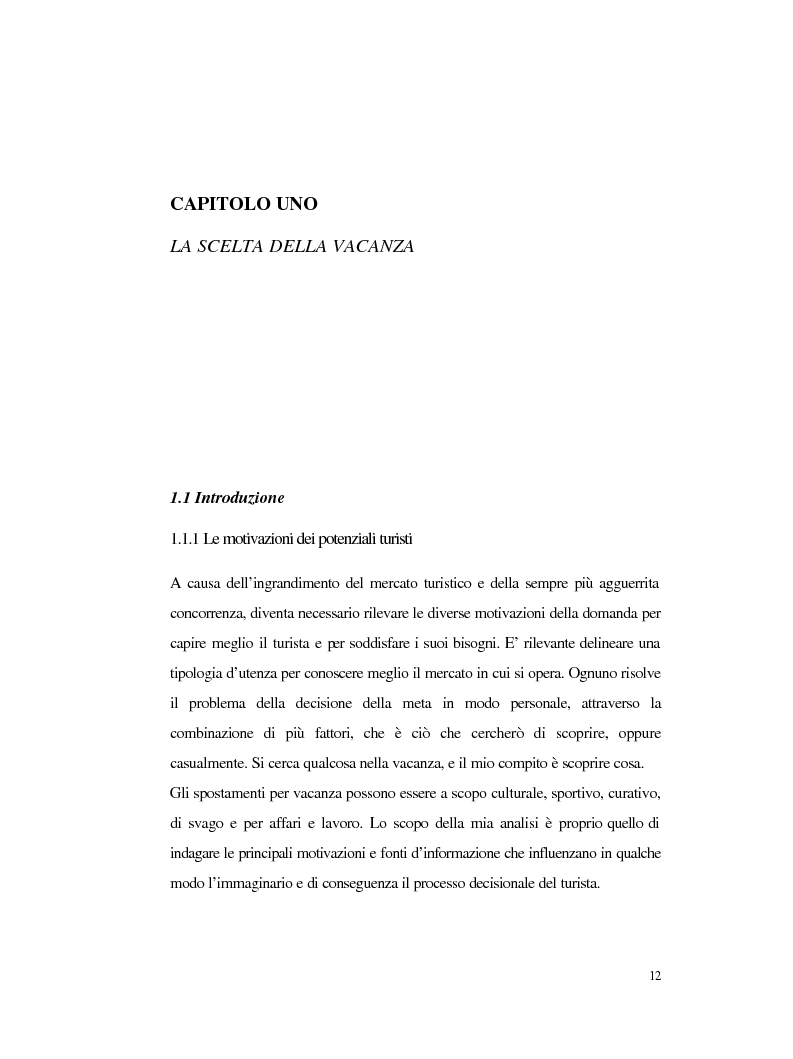 Anteprima della tesi: Procedure e caratteristiche della scelta della vacanza organizzata. Fonti di informazione e attribuzione di senso., Pagina 4