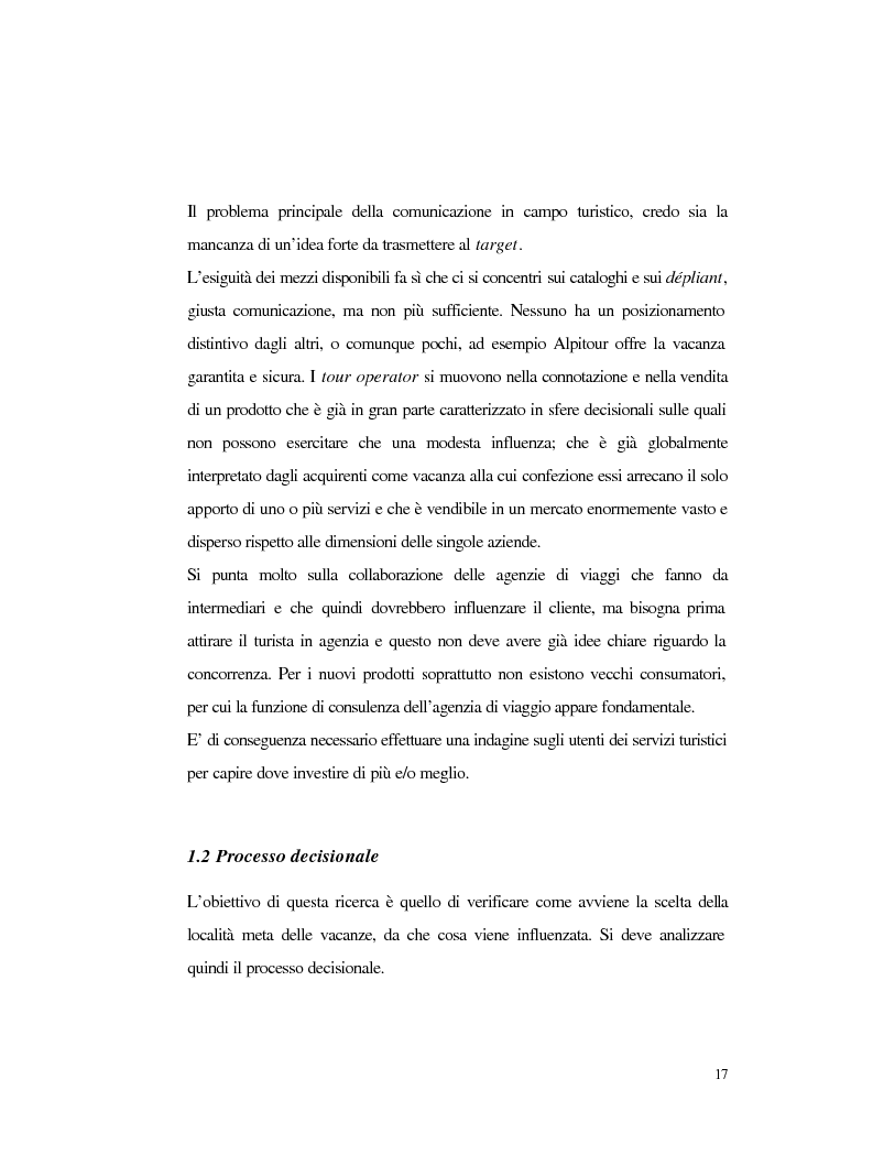Anteprima della tesi: Procedure e caratteristiche della scelta della vacanza organizzata. Fonti di informazione e attribuzione di senso., Pagina 9