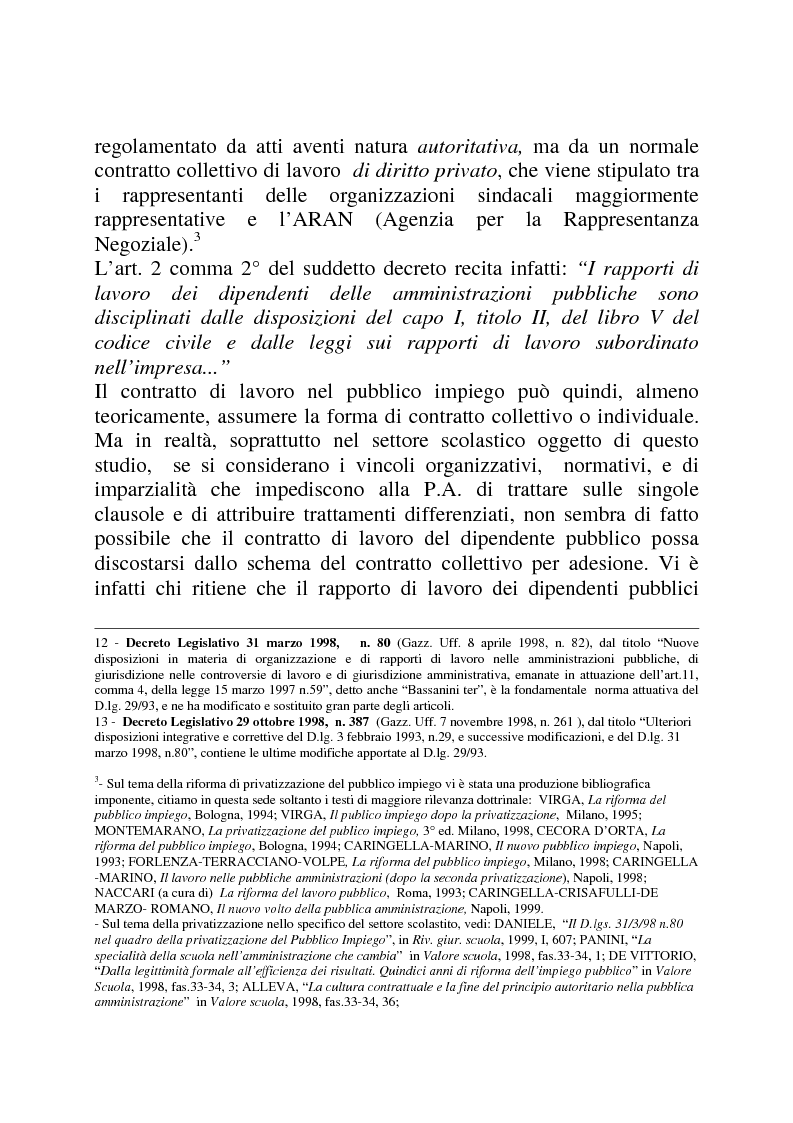 Anteprima della tesi: Gli strumenti di tutela in materia di lavoro nel settore scolastico alla luce della privatizzazione del rapporto di impiego e del trasferimento di giurisdizione al giudice ordinario, Pagina 5