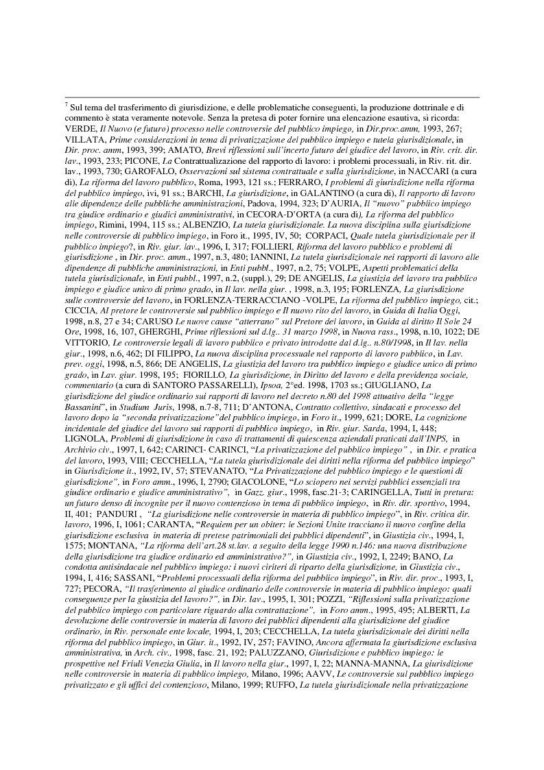 Anteprima della tesi: Gli strumenti di tutela in materia di lavoro nel settore scolastico alla luce della privatizzazione del rapporto di impiego e del trasferimento di giurisdizione al giudice ordinario, Pagina 7