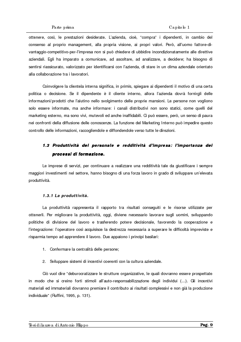 Anteprima della tesi: Le ricerche di marketing interno per la customer satisfaction. Un'indagine empirica sulla Cassa di Risparmio di Calabria e di Lucania., Pagina 11
