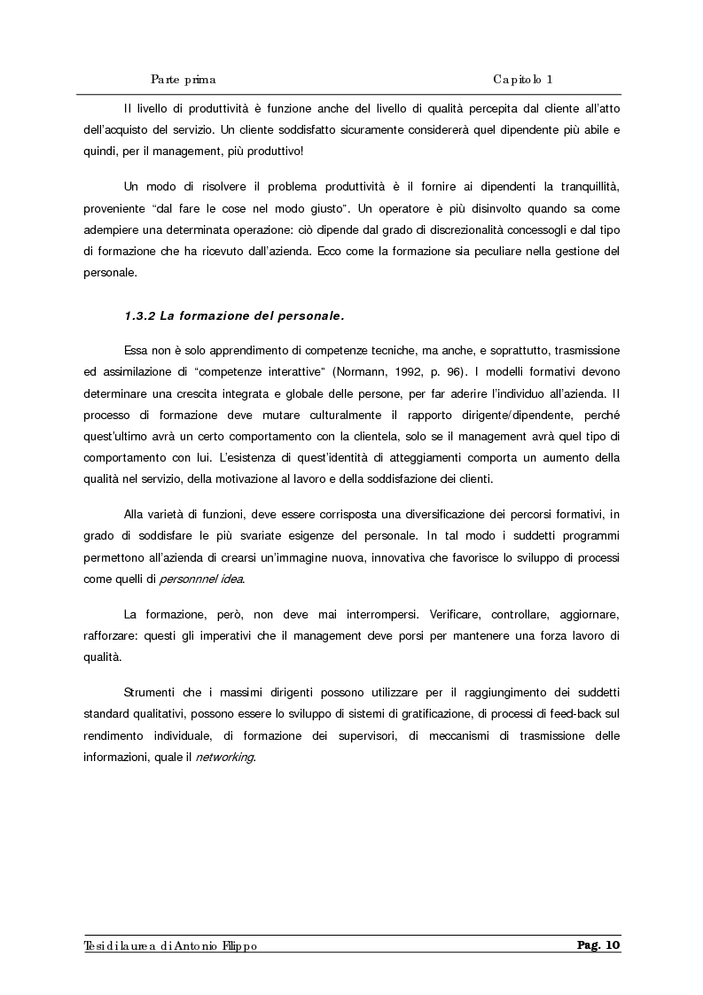 Anteprima della tesi: Le ricerche di marketing interno per la customer satisfaction. Un'indagine empirica sulla Cassa di Risparmio di Calabria e di Lucania., Pagina 12