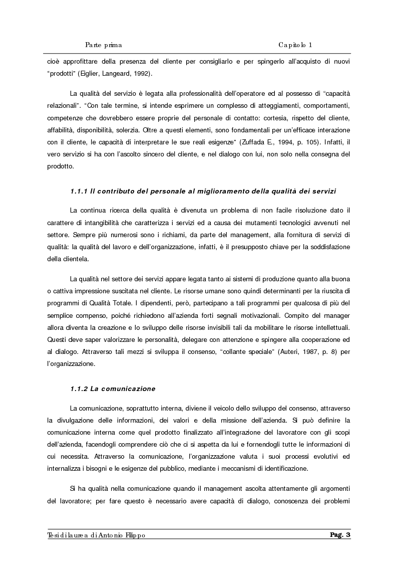 Anteprima della tesi: Le ricerche di marketing interno per la customer satisfaction. Un'indagine empirica sulla Cassa di Risparmio di Calabria e di Lucania., Pagina 5