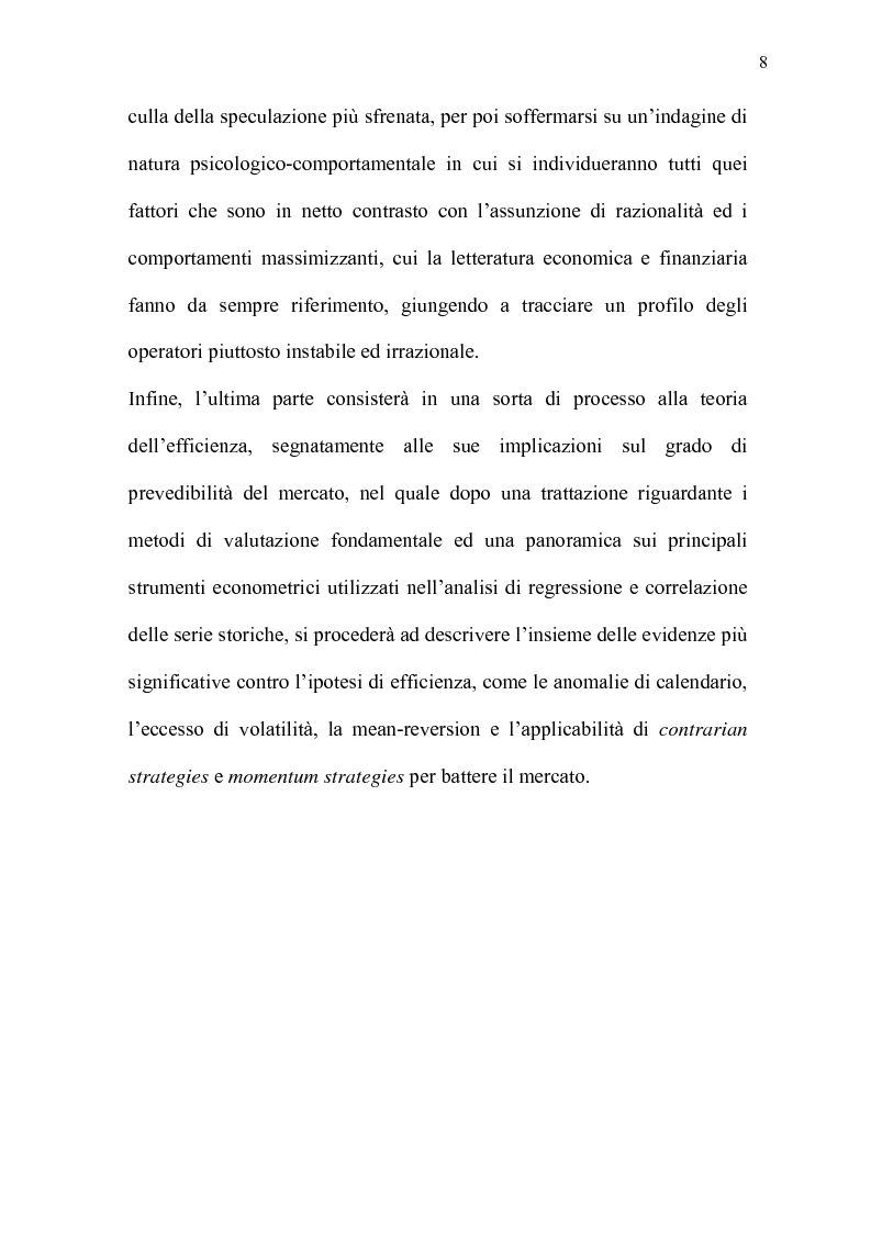 Anteprima della tesi: Mercati efficienti e bolle speculative: cicli economici, finanza e psicologia, Pagina 3