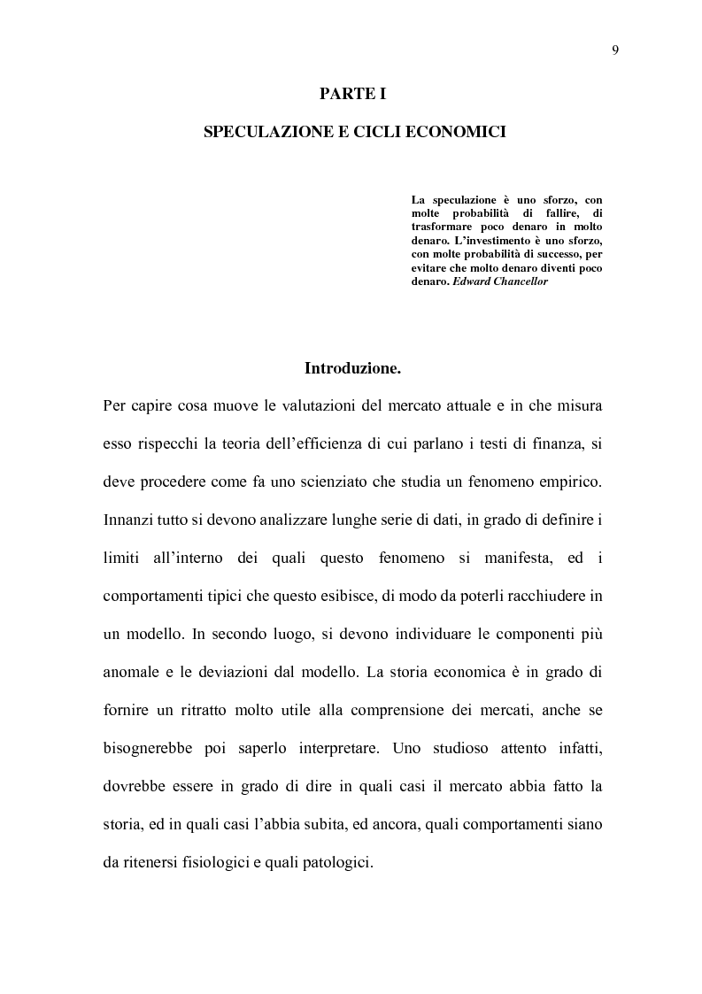 Anteprima della tesi: Mercati efficienti e bolle speculative: cicli economici, finanza e psicologia, Pagina 4