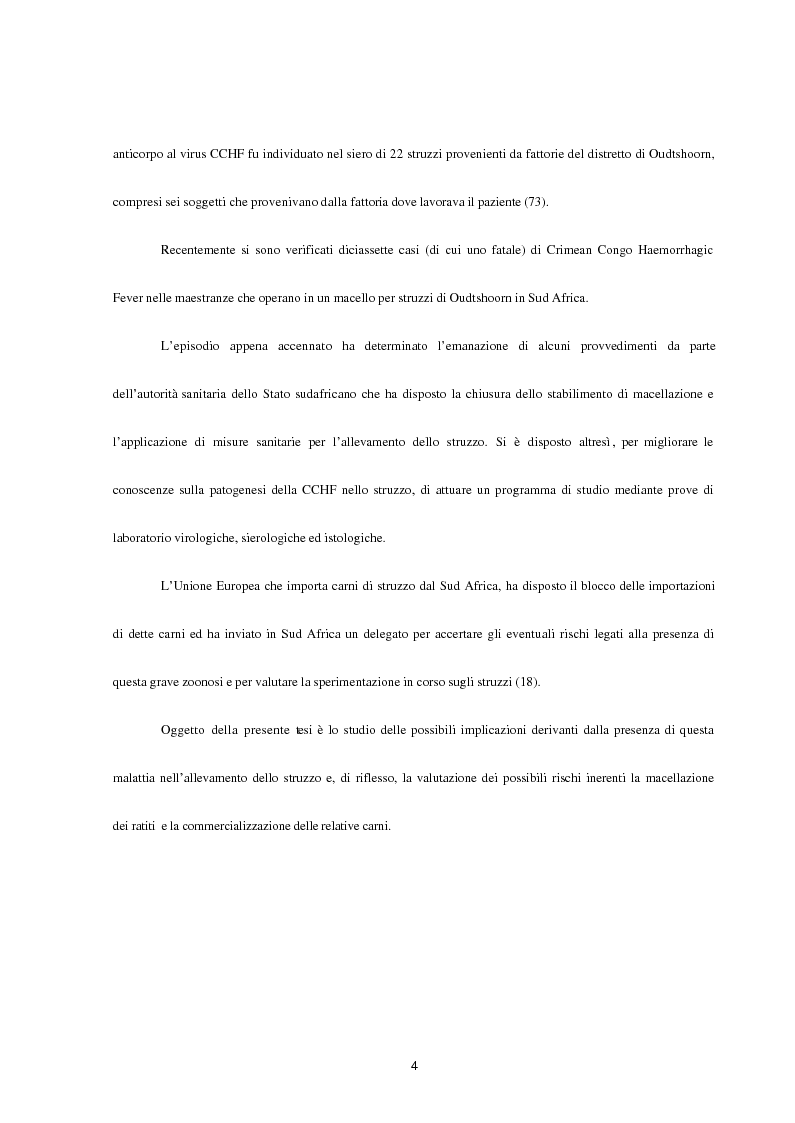 Anteprima della tesi: Aspetti epidemiologici della Crimean-Congo Haemorragic Fever, con particolare riferimento all'allevamento e alla macellazione dello struzzo, Pagina 2
