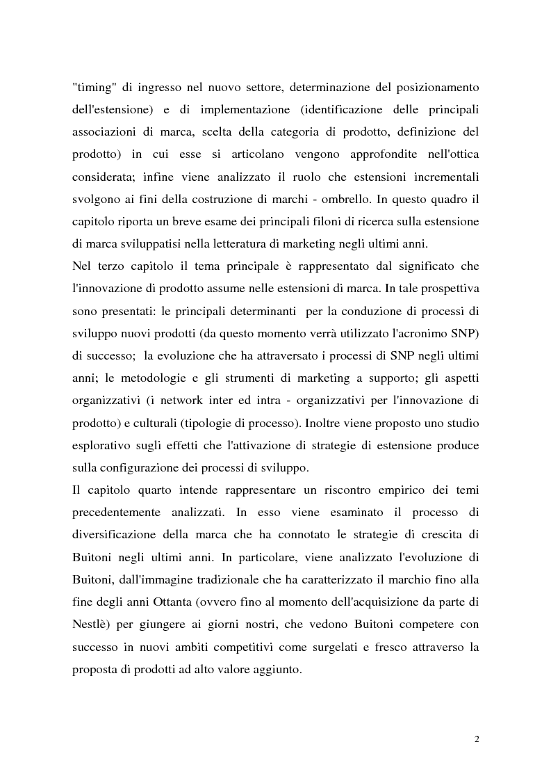 Anteprima della tesi: Le politiche di portafoglio prodotti dell'industria di marca. Il caso Buitoni, Pagina 2
