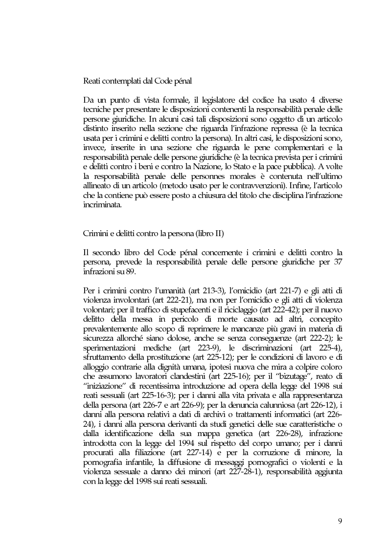 Anteprima della tesi: La responsabilità penale delle persone giuridiche nel Nuovo Codice penale francese, Pagina 15