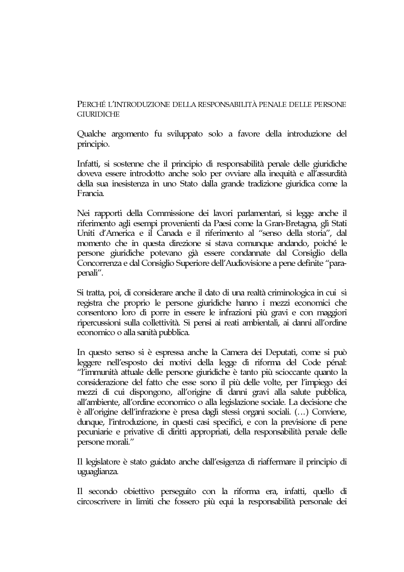 Anteprima della tesi: La responsabilità penale delle persone giuridiche nel Nuovo Codice penale francese, Pagina 4