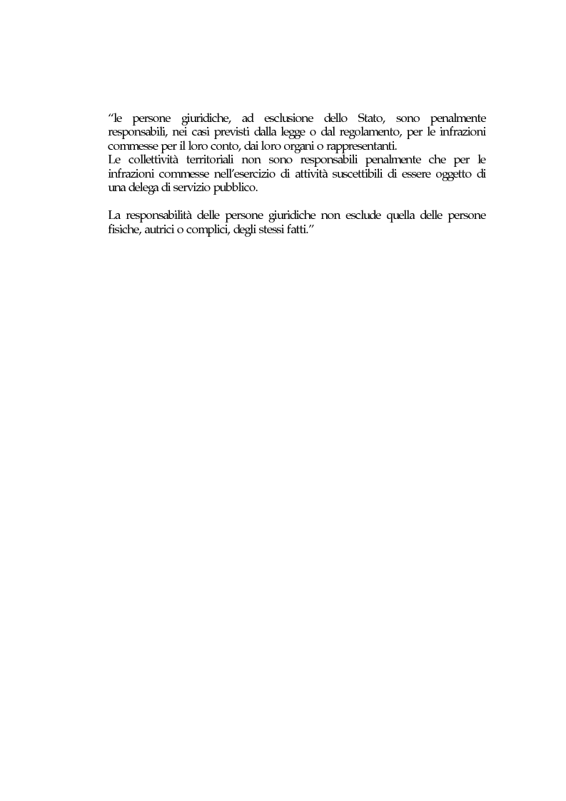 Anteprima della tesi: La responsabilità penale delle persone giuridiche nel Nuovo Codice penale francese, Pagina 6