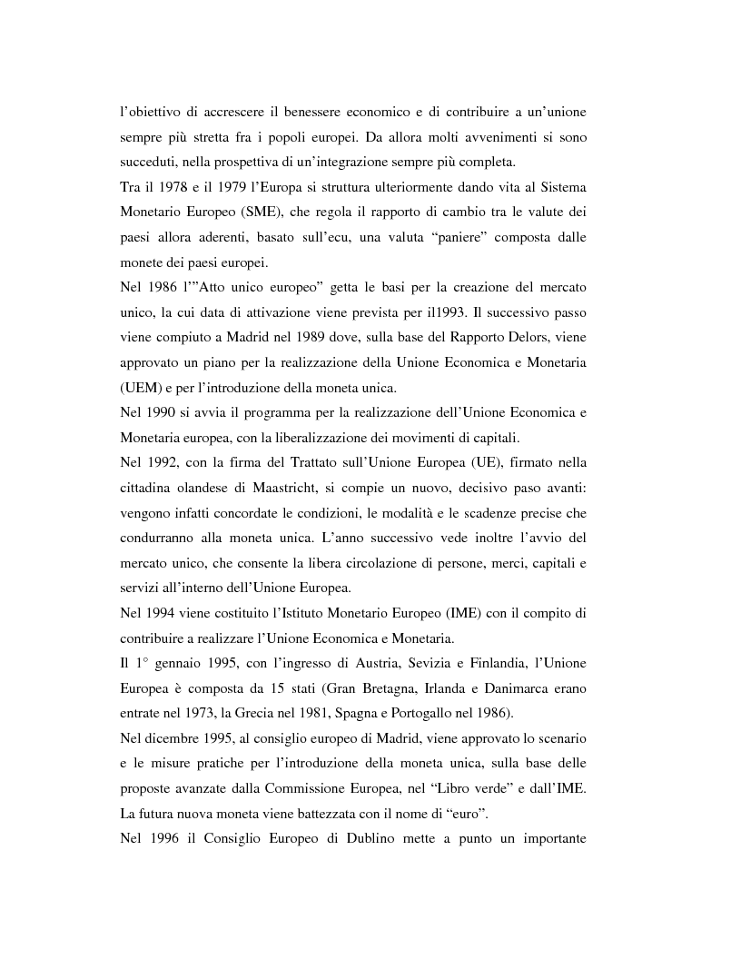 Anteprima della tesi: Benefici e costi dell'Unione Monetaria Europea: l'esempio di Gran Bretagna, Danimarca e Svezia, Pagina 5