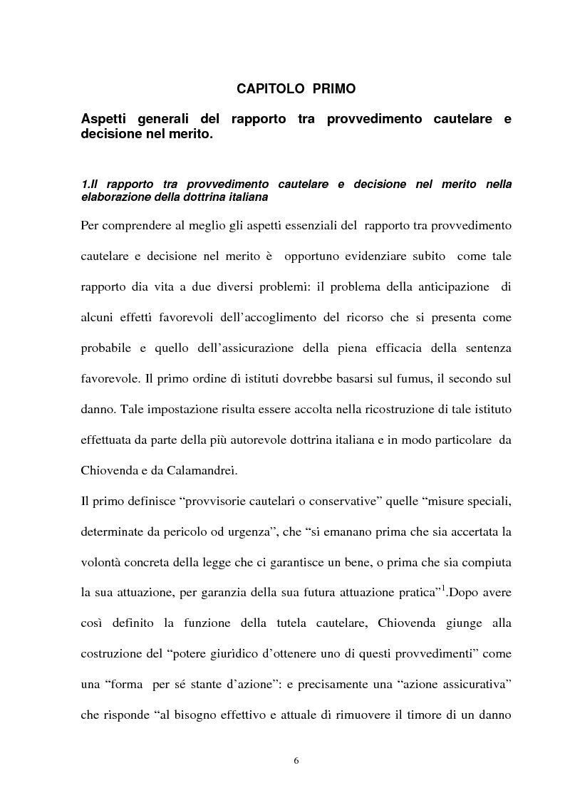Anteprima della tesi: Provvedimento cautelare e decisione nel merito, Pagina 3