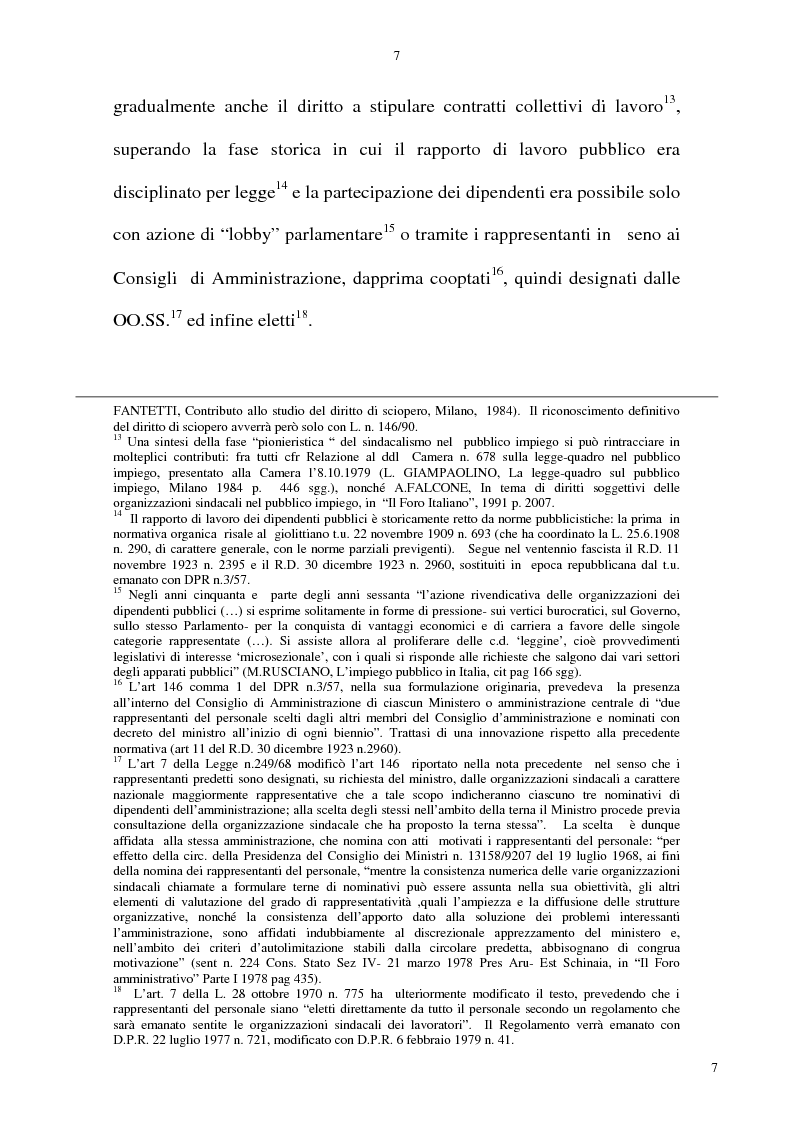 Anteprima della tesi: La rappresentatività negoziale del sindacato nel pubblico impiego, Pagina 6