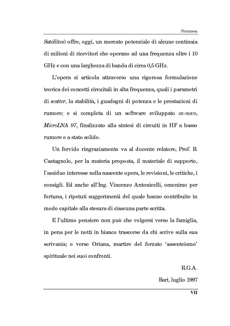 Anteprima della tesi: Un approccio CAD alla progettazione di sistemi amplificatori a microonde a basso rumore a stato solido nelle bande X, K, Pagina 2