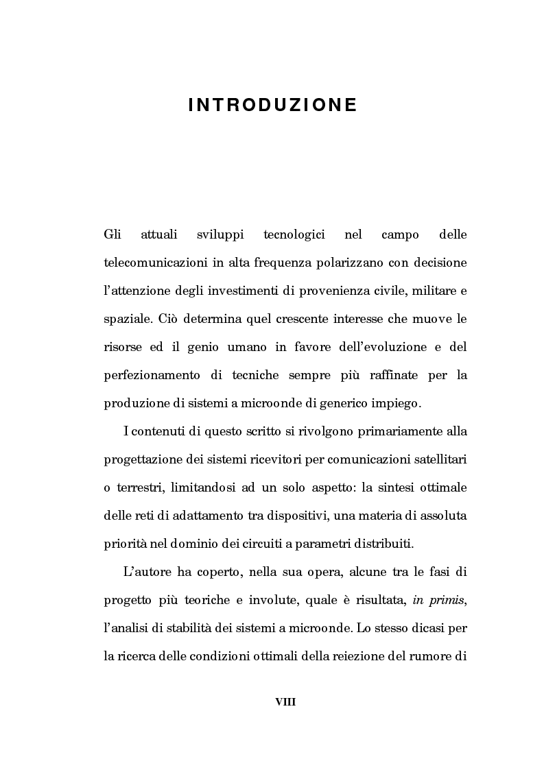 Anteprima della tesi: Un approccio CAD alla progettazione di sistemi amplificatori a microonde a basso rumore a stato solido nelle bande X, K, Pagina 3
