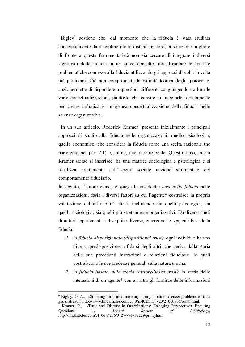 Anteprima della tesi: Le relazioni di fiducia nella gestione della conoscenza nelle organizzazioni, Pagina 6