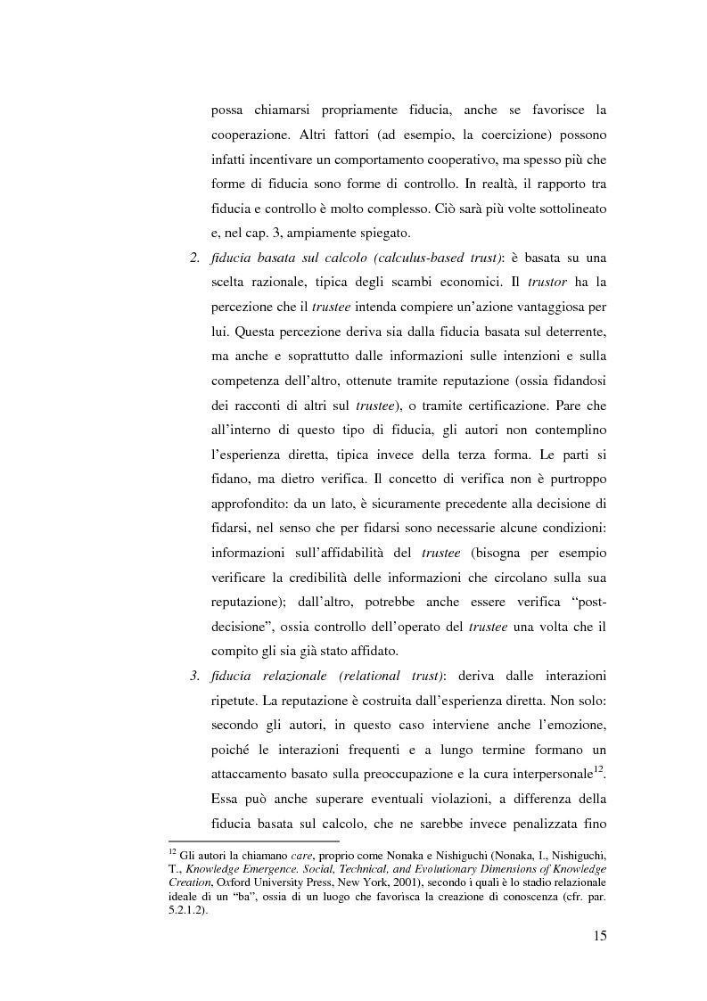 Anteprima della tesi: Le relazioni di fiducia nella gestione della conoscenza nelle organizzazioni, Pagina 9