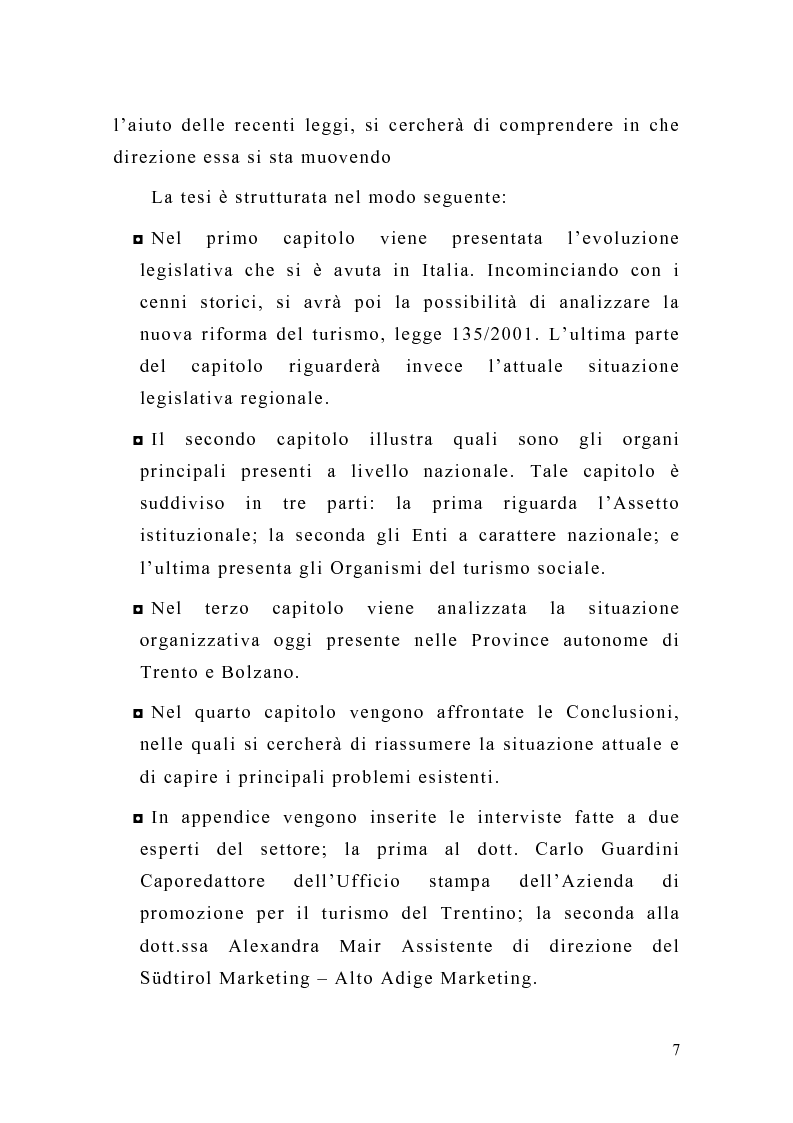 Anteprima della tesi: Le organizzazioni turistiche in Italia. Il caso delle Province autonome di Trento e Bolzano, Pagina 2