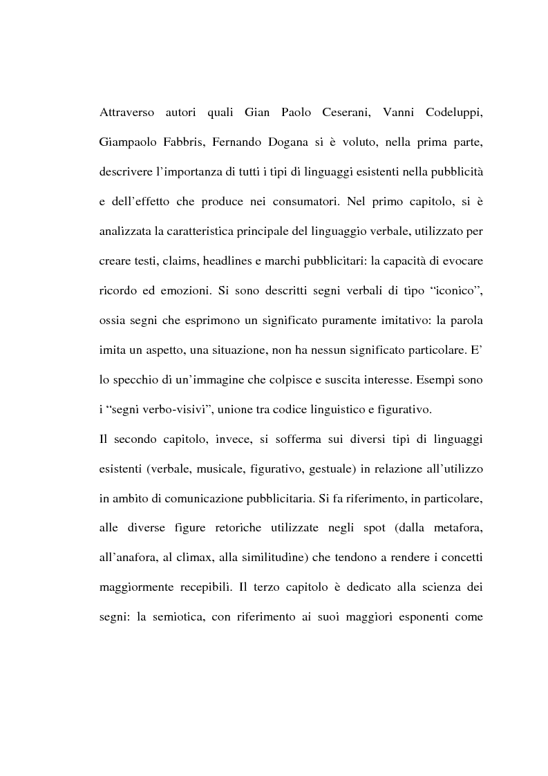 Anteprima della tesi: L'evoluzione del linguaggio pubblicitario della Barilla (dal 1910 al 2001), Pagina 2