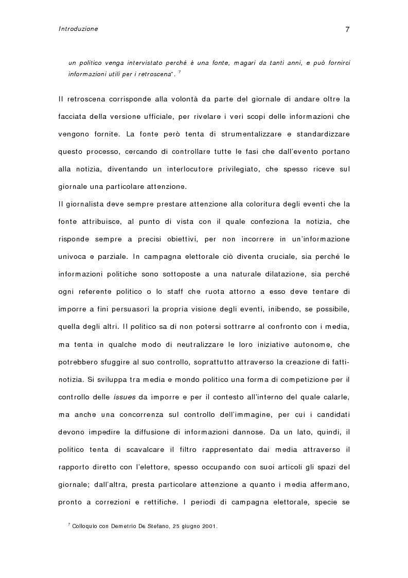 Anteprima della tesi: I quotidiani italiani e le votazioni del 13 maggio 2001: la campagna elettorale di Silvio Berlusconi, Pagina 5