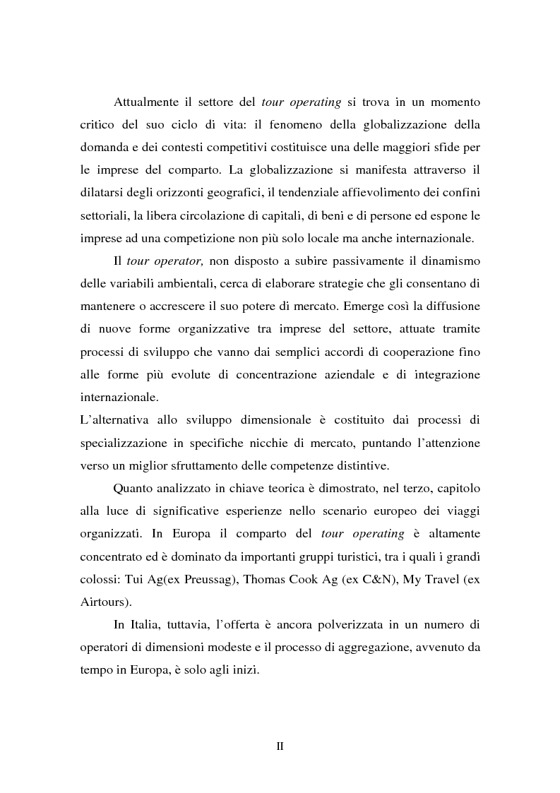 Anteprima della tesi: L'evoluzione della figura del tour operator: processi di concentrazione e specializzazione, Pagina 2
