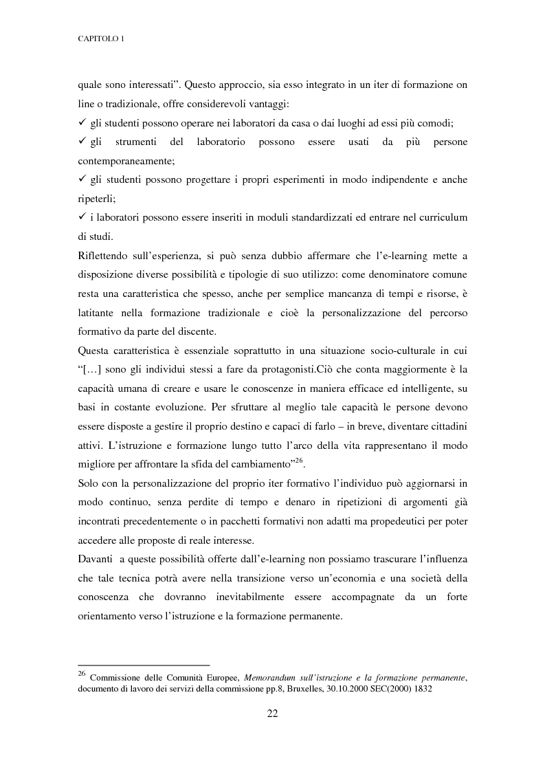 Anteprima della tesi: Qualità dell'e-learning. Esperienze italiane e buone pratiche internazionali, Pagina 15