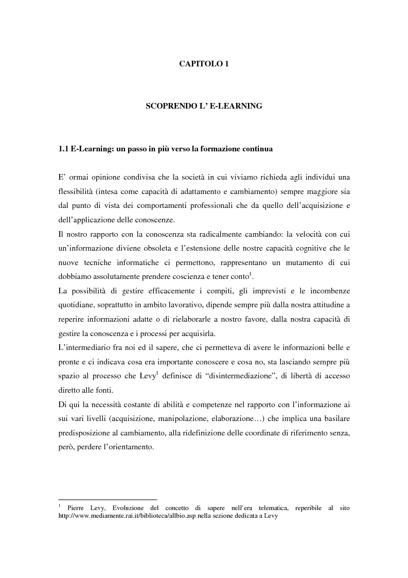 Anteprima della tesi: Qualità dell'e-learning. Esperienze italiane e buone pratiche internazionali, Pagina 2