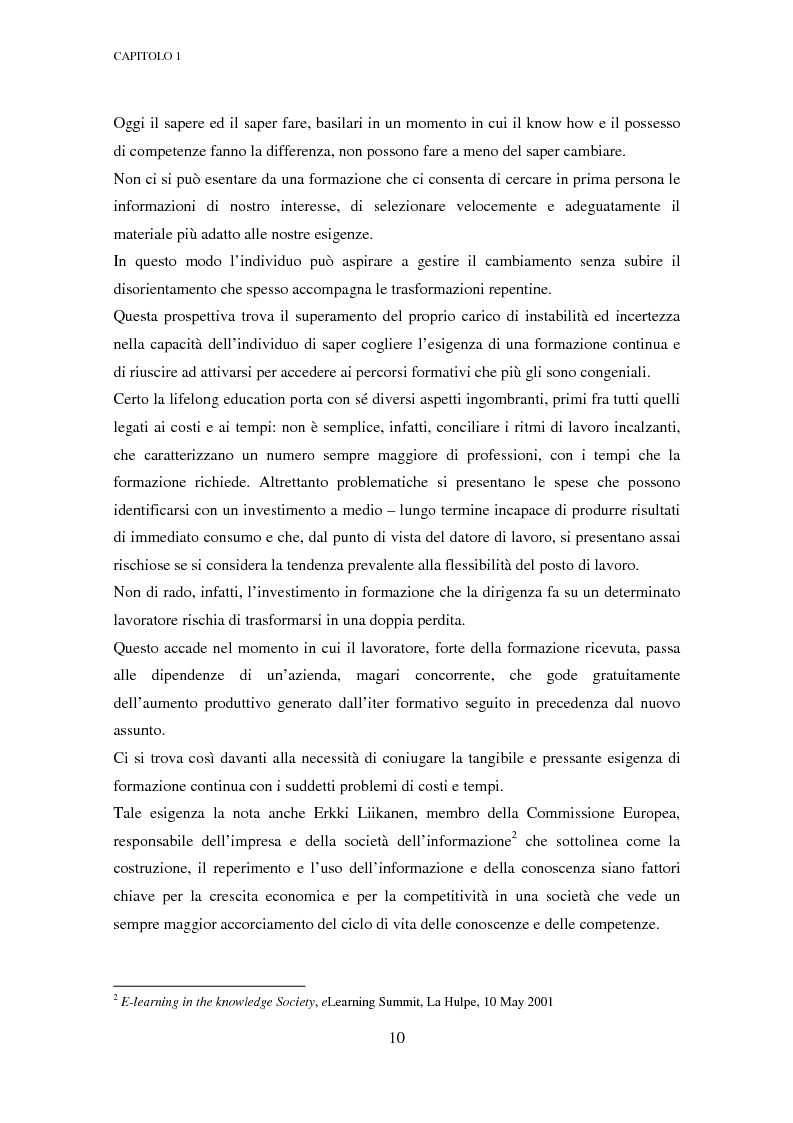 Anteprima della tesi: Qualità dell'e-learning. Esperienze italiane e buone pratiche internazionali, Pagina 3