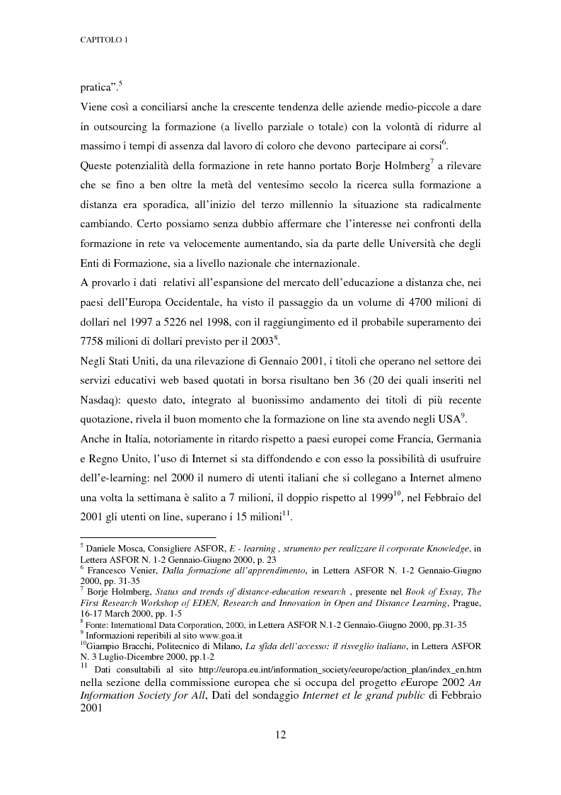 Anteprima della tesi: Qualità dell'e-learning. Esperienze italiane e buone pratiche internazionali, Pagina 5