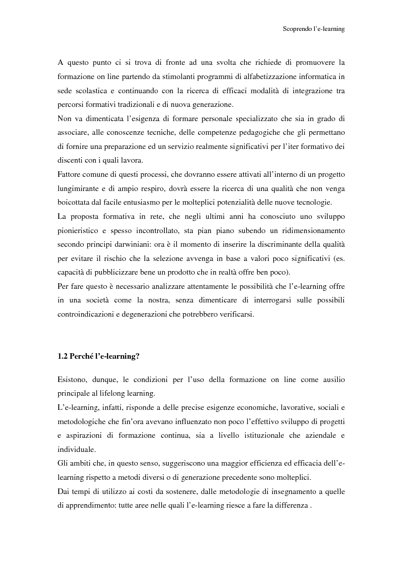 Anteprima della tesi: Qualità dell'e-learning. Esperienze italiane e buone pratiche internazionali, Pagina 6