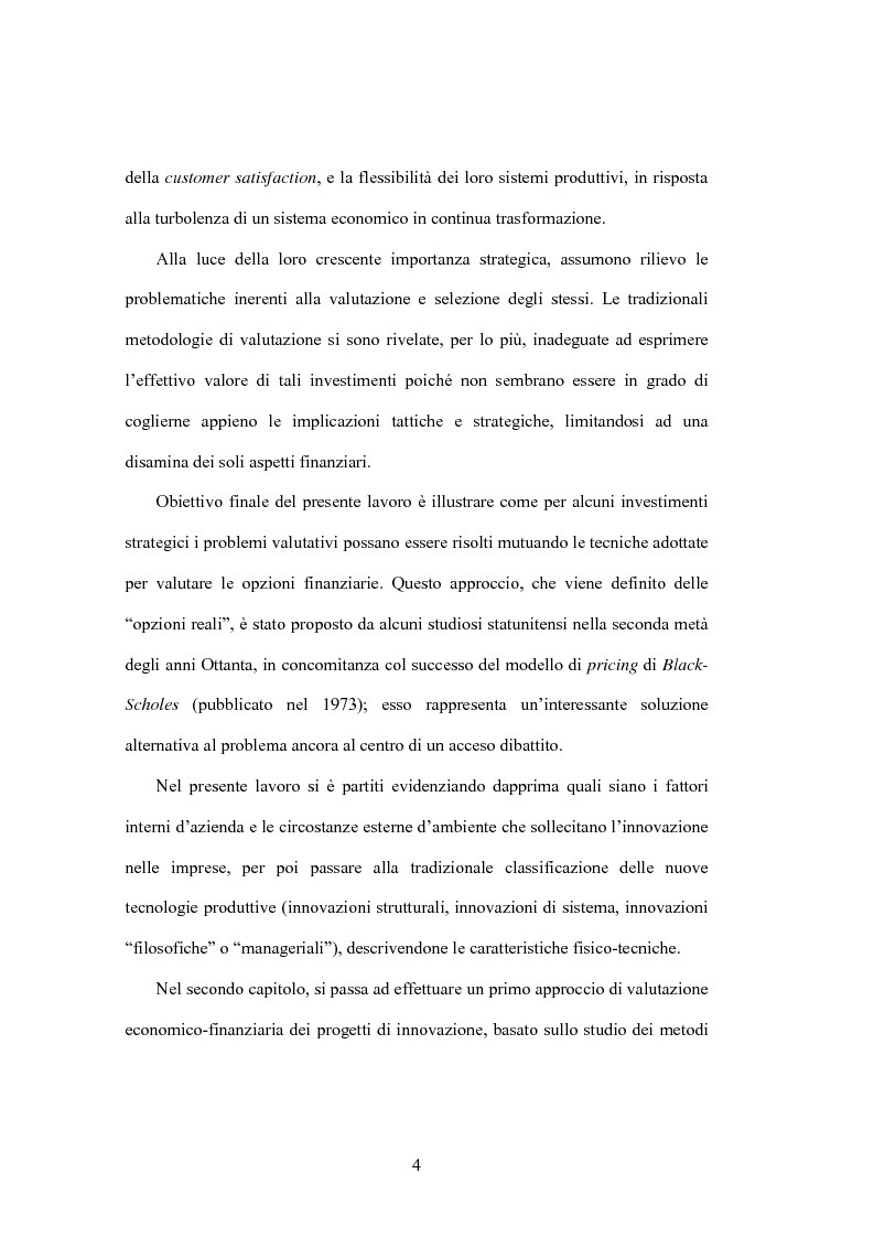 Anteprima della tesi: La valutazione degli investimenti in nuove tecnologie produttive, Pagina 4