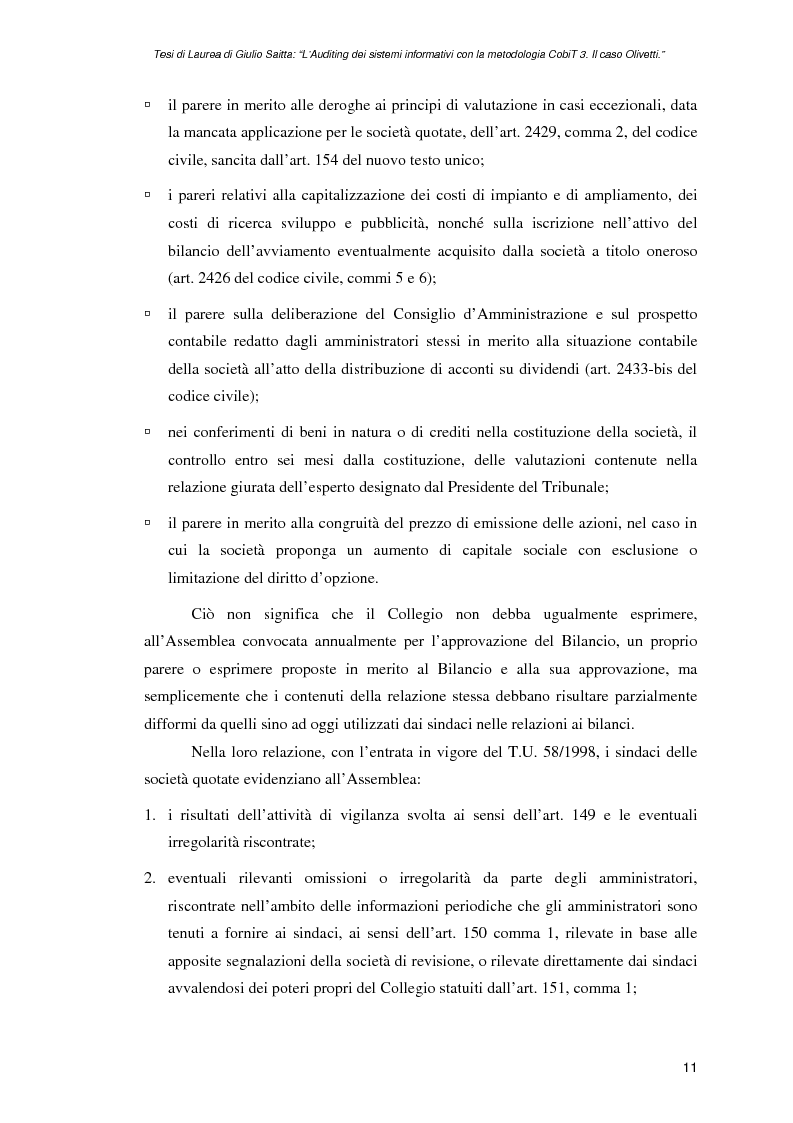 Anteprima della tesi: L'auditing dei sistemi informativi con la metodologia CobiT 3. Il caso Olivetti, Pagina 11