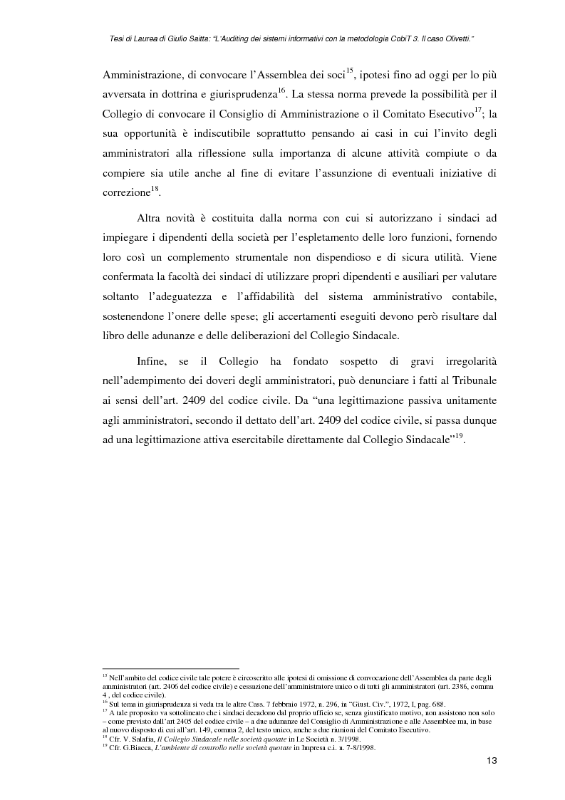 Anteprima della tesi: L'auditing dei sistemi informativi con la metodologia CobiT 3. Il caso Olivetti, Pagina 13