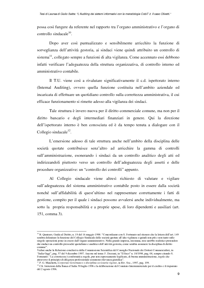 Anteprima della tesi: L'auditing dei sistemi informativi con la metodologia CobiT 3. Il caso Olivetti, Pagina 9