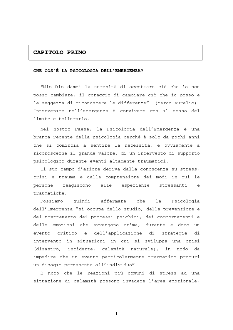 Anteprima della tesi: La formazione in psicologia dell'emergenza, Pagina 4