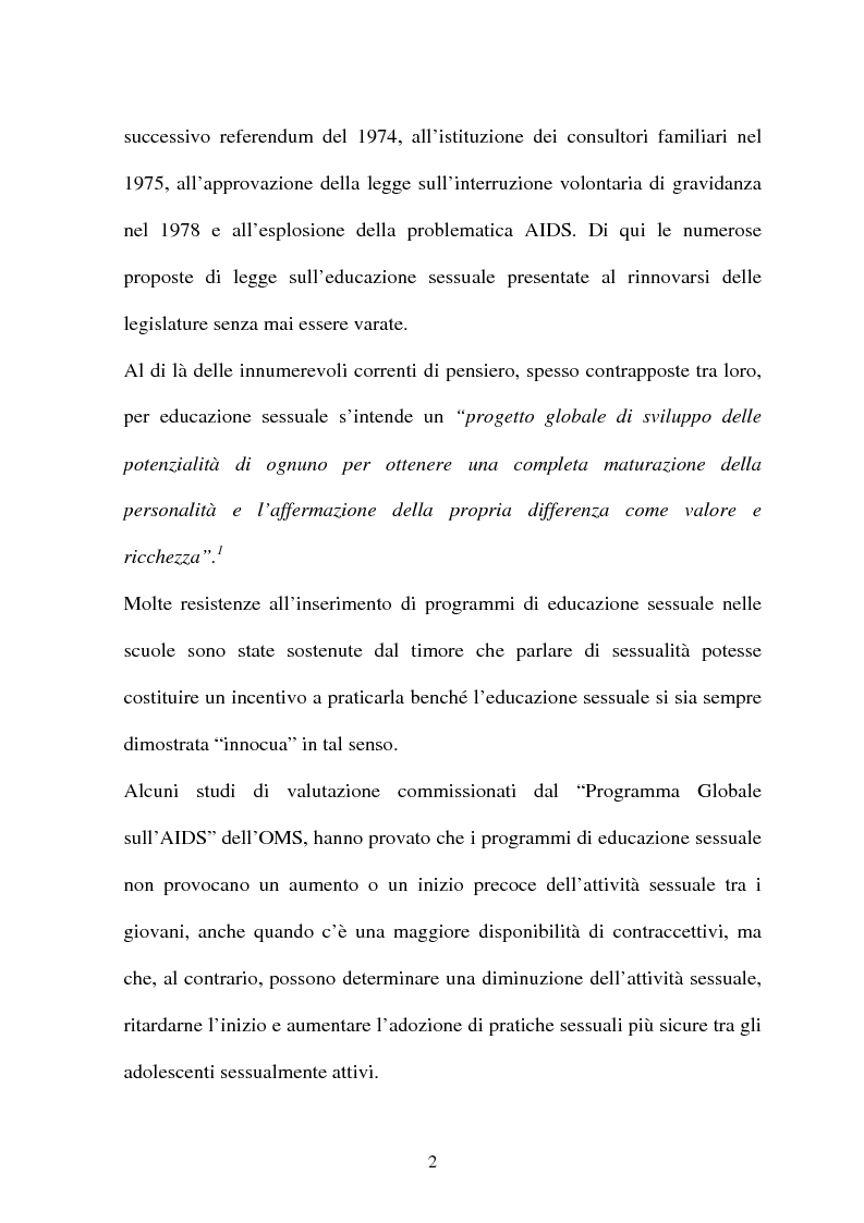 Anteprima della tesi: Adolescenti e informazione sessuale - Indagine conoscitiva tra 873 giovani del Nord, Centro e Sud Italia, Pagina 2