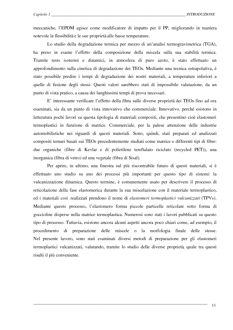 Anteprima della tesi: Caratterizzazione ed ottimizzazione di elastomeri termoplastici a base di polipropilene e gomma Epdm, Pagina 11