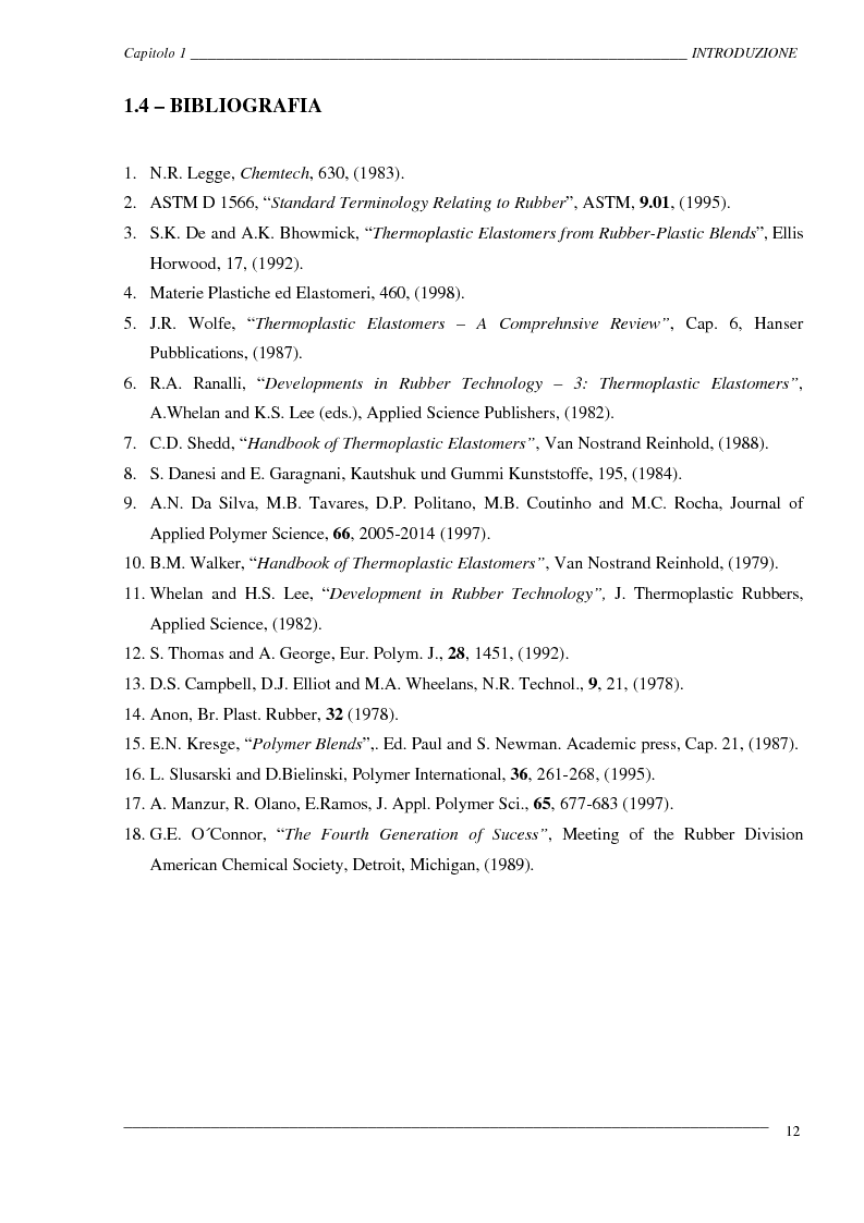 Anteprima della tesi: Caratterizzazione ed ottimizzazione di elastomeri termoplastici a base di polipropilene e gomma Epdm, Pagina 12